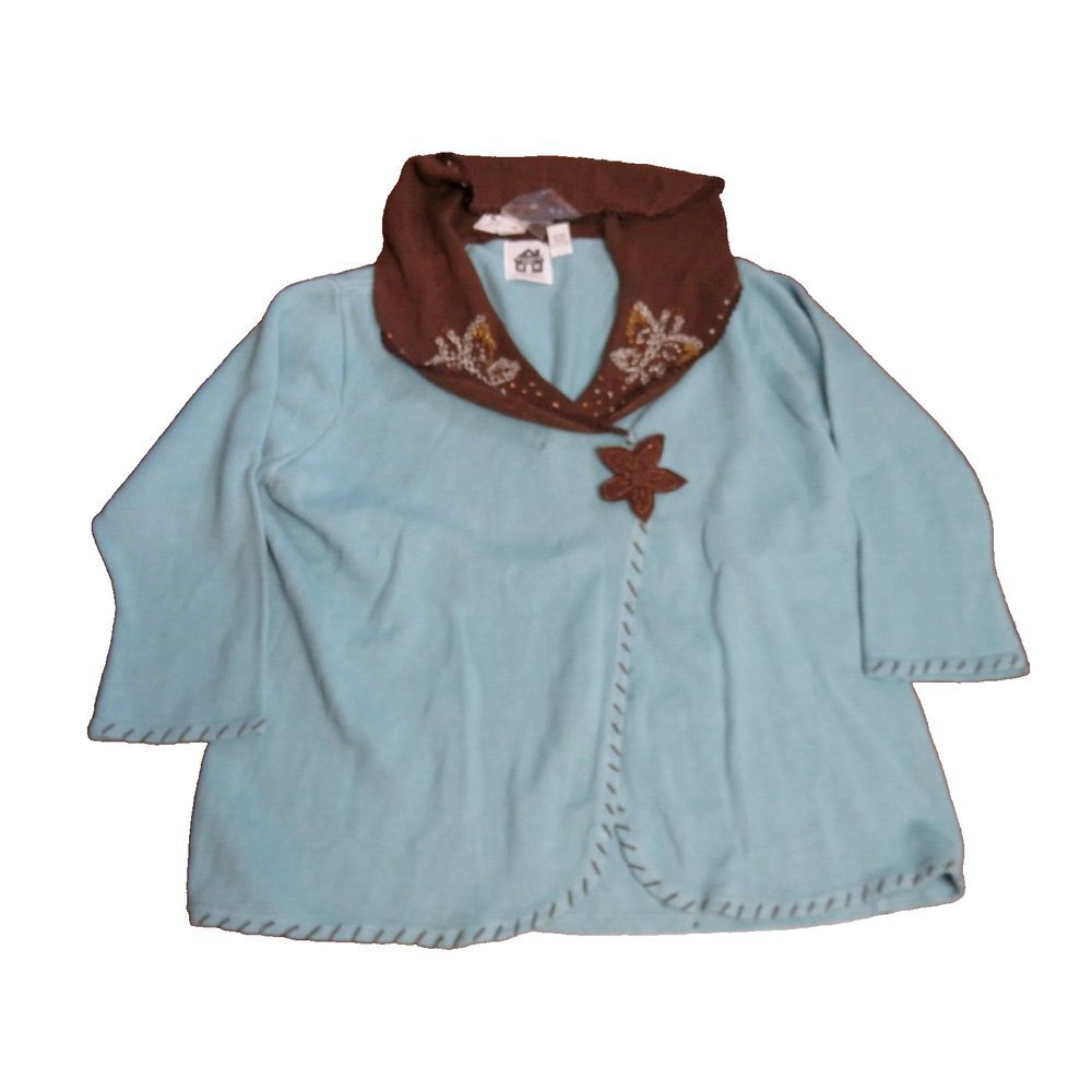 Vintage Storybrook Knits Sweater Womens 3X Embroidered Western Wings Shawl Style